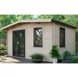 Image of Power Sheds 10 x 14ft Left Hand Door Apex Chalet Log Cabin