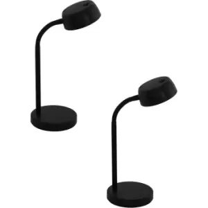 Image of 2 PACK Table Desk Lamp Colour Plain Black Rock er Switch Bulb LED 4.5W Included