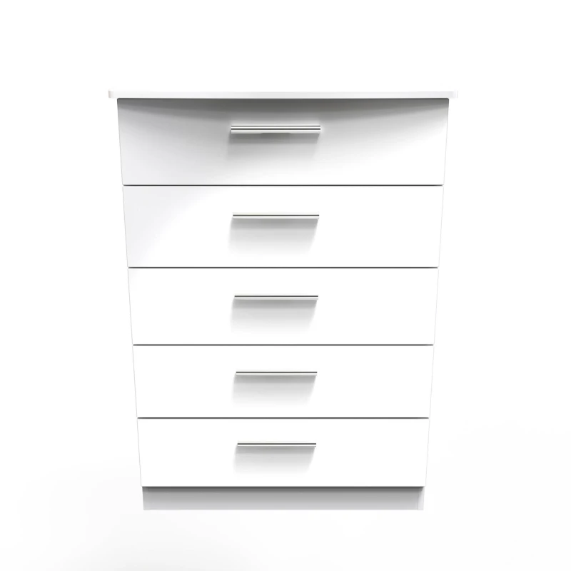 Image of Harrow 5 Drawer Chest In White Gloss (Ready Assembled)