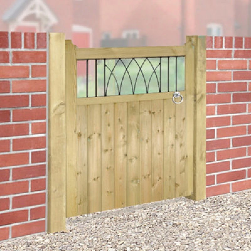 Image of Burbage Iron Craft Windso Single Wooden Garden Gate 900mm Wide X 1200mm High Wi03