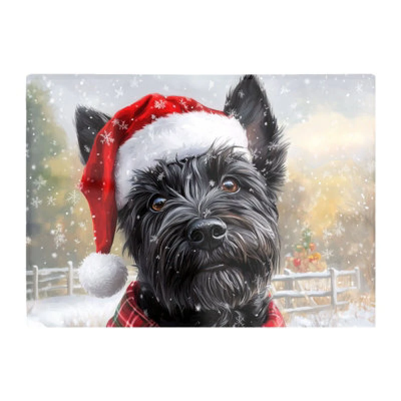 Image of Warren Reed Designer Christmas Scottish Terrier Glass Chopping Board
