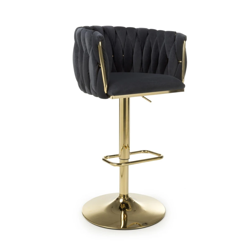 Image of Bellaire Brushed Velvet Black Bar Stool, Black 210-09-01-11-01