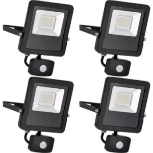 Image of 4 PACK Outdoor IP65 Automatic Floodlight - 30W Cool White LED - PIR Sensor