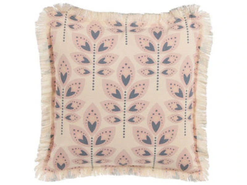 Image of Beliani Throw Cushion Rudbeckia 60 X 60 Cm Light Beige Plant Pattern