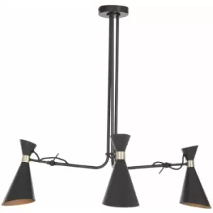 Image of Premier Housewares - Linox 3 Shade Black and Gold Bent Arm Pendant