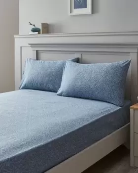 Image of Cotton Traders Morris Blue Fitted Sheet Set in