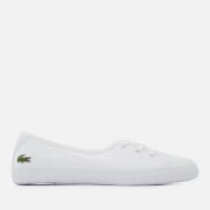 Image of Lacoste Womens Ziane Chunky BL Leather 3-Eye Pumps - White/White - UK 3 - White/White