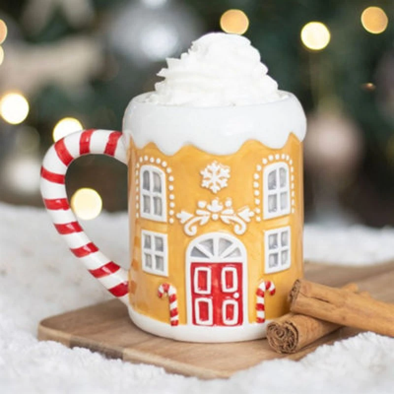 Image of Candy Cane Gingerbread House Mug