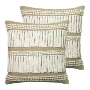 Image of Furn. Greta Twin Pack Polyester Filled Cushions Natural