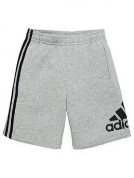 Image of Adidas Boys Badge Of Sport Shorts - Medium Grey Heather
