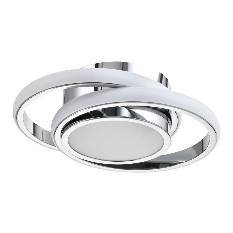 Image of Happy Homewares Modern LED Ceiling Light with Round Rings & Central Downlighter in Silver Silver Unisex