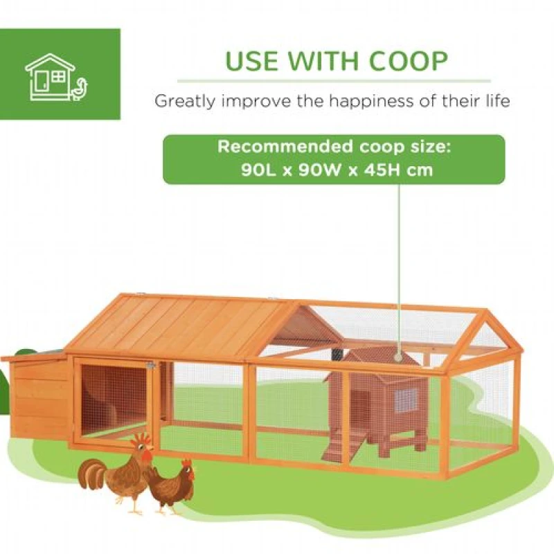 Image of PawHut Wooden Chicken Run with Nesting Box, Openable Roof, for 4-8 Chickens - Pawhut 5056725510251