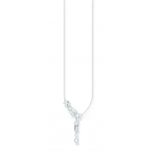 Image of Sterling Silver White Zirconia Y-Shape Necklace KE2194-051-14-L45V