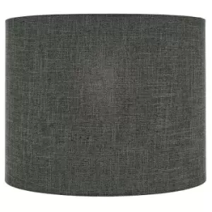 Image of 18" Straight Sided Drum Cylinder Lamp Shade Charcoal Heavy Weave Fabric Cover