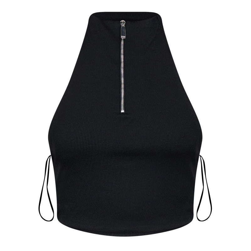 Image of Off White Womens Ribbed Open Back Tank Vest Black female 8 (XS)