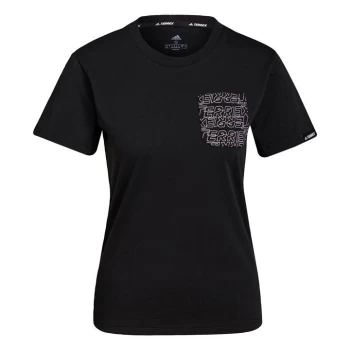 Image of adidas Terrex Pocket Graphic T-Shirt Womens - Black / White