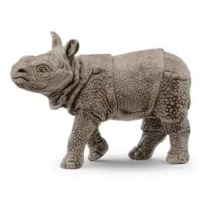 Image of Schleich Wild Life Indian Rhinoceros Baby Toy Figure, 3 To 8 Years, Grey (14860)