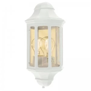 Image of 1 Light Outdoor Wall Half Lantern Light White IP44, E27
