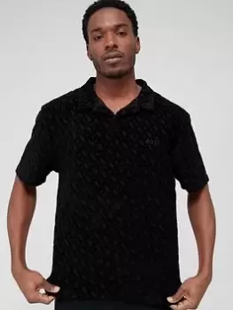 Image of BOSS Towelling Polo Shirt - Black Size M Men