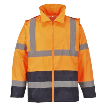 Image of Classic Hi Vis Contrast Rain Jacket Orange / Navy M