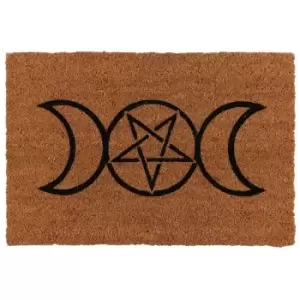 Image of Something Different Triple Moon Door Mat (40cm x 60cm x 2cm) (Brown) - Brown