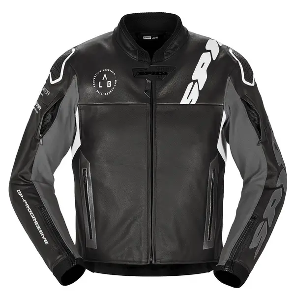 Image of Spidi Dp Progressive Leather Jacket Black White Size 56