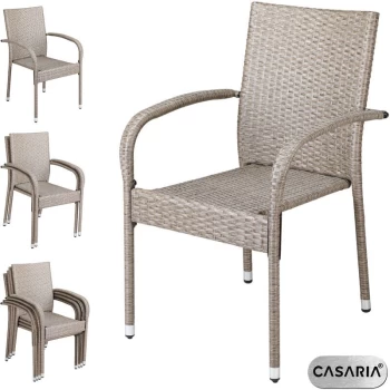 Image of Casaria - Poly Rattan 4 Pieces Set Chairs Comfortable Stackable Garden Patio Balcony Furniture Cream