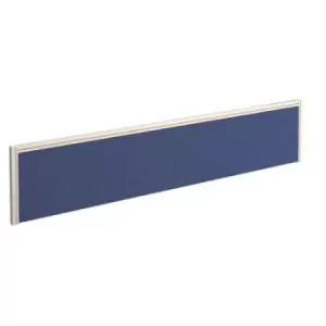 Image of Straight fabric desktop screen 1800mm x 380mm - blue fabric with white aluminium frame