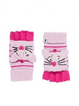 Image of Joules Girls Knitted Chummy Cat Gloves - Lilac