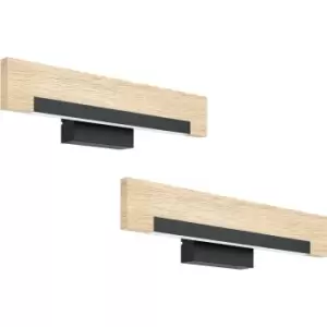 Image of 2 PACK Wall Light Colour Black Brown Shade White Plastic LED 1x8.5W Included