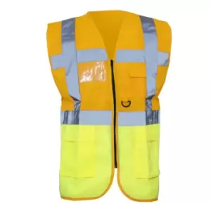 Image of Yoko Hi-Vis Premium Executive/Manager Waistcoat / Jacket (S) (Hi Vis Orange/Hi Vis Yell)