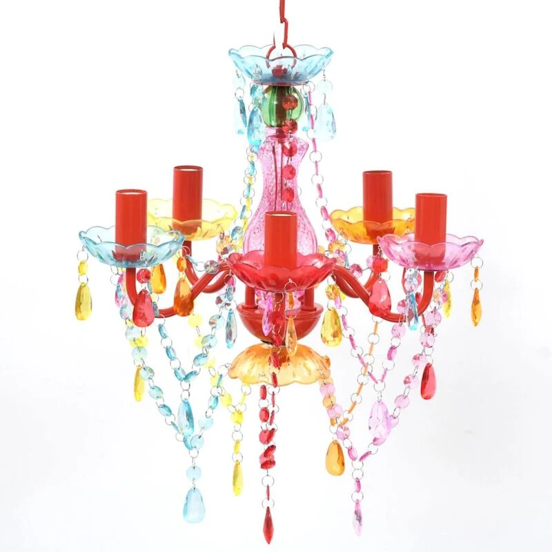 Image of vidaXL Crystal Light 5 Bulbs Multicolour Chandelier Ceiling Lighting Fixture