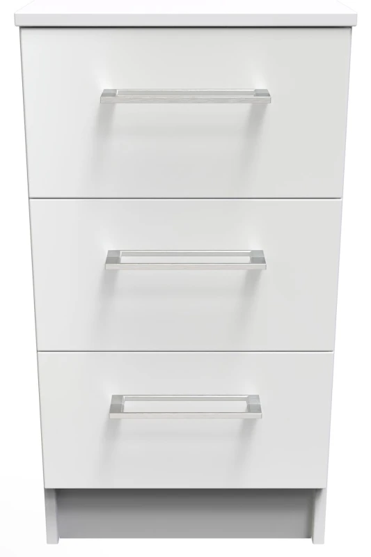 Image of Chester 3 Drawer Bedside Cabinet In Uniform Grey & White (Ready Assembled)