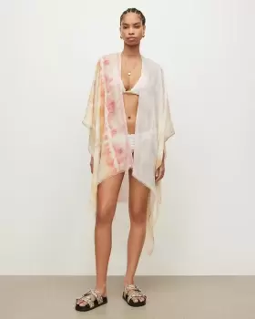 Image of AllSaints Marea Tie Dye Print Ruana Cover Up
