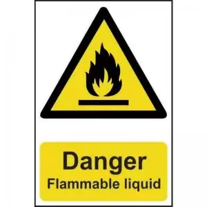 Image of &lsquo;Danger Flammable Liquid&rsquo; Sign; Self-Adhesive