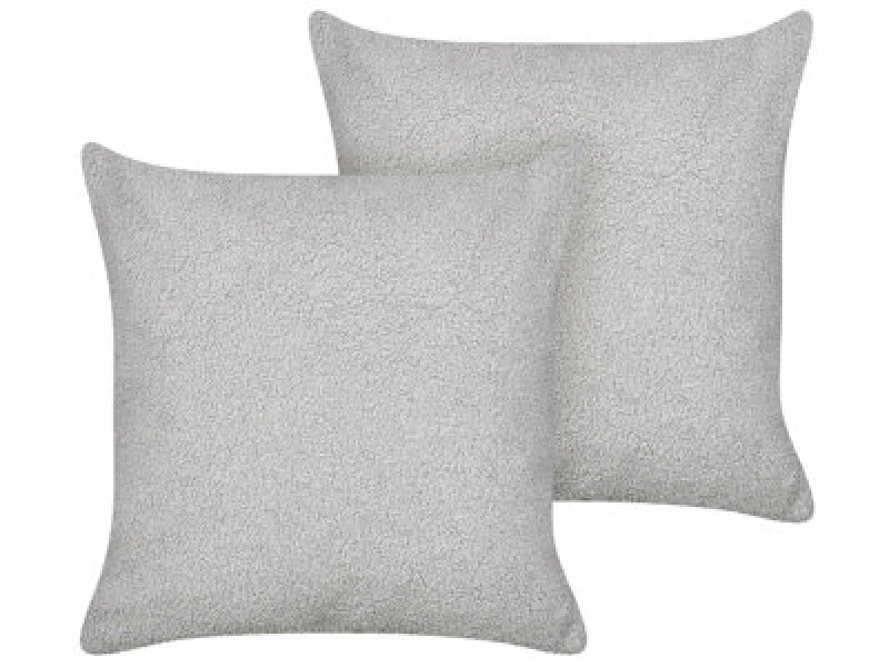 Image of Beliani Set Of 2 Decorative Cushions Leuzea Boucle 45 X 45cm Grey Solid