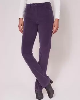 Image of Cotton Traders Womens Stretch Cord Straight-Leg Jeans in Purple