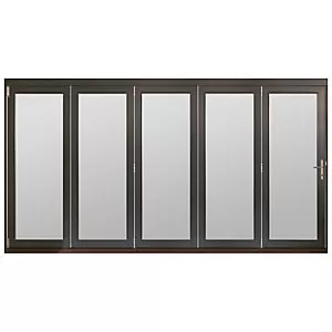Image of Jeld-Wen Bedgbury Finished Solid Hardwood Patio Bifold Door Set Grey - 2094 x 3594 mm