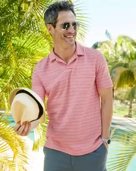 Image of Cotton Traders Mens Resort Polo Shirt in Pink