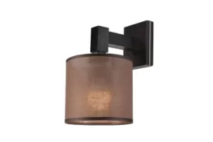 Image of Sofia Wall Lamp With Shade With Fabric Shade, Wenge, 1x E27