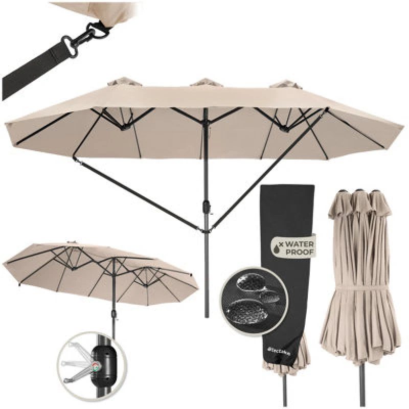 Image of tectake Parasol Silia in Beige Size: Large Beige Unisex Large