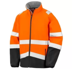 Image of Result Safeguard Mens Printable Safety Softshell Jacket (S) (Fluorescent Orange/Black)