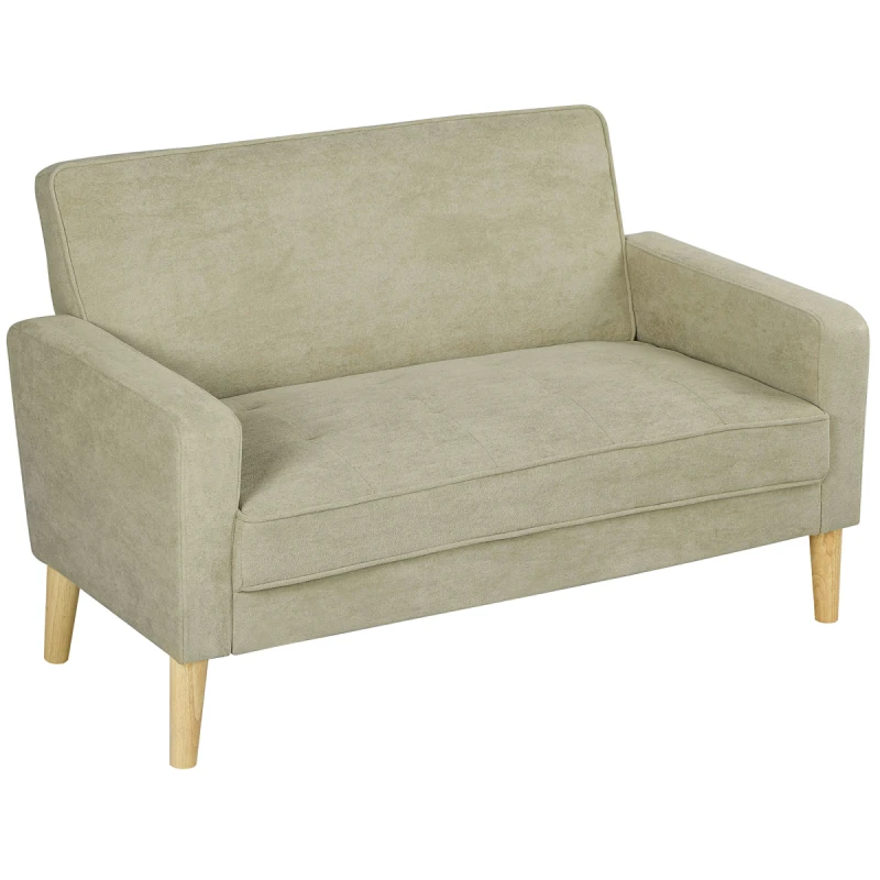 Image of HOMCOM HOMCOM 2 Seater Sofa, Velvet Small Sofa with Rubber Wood Legs in Beige Beige 2 Seater Unisex 5063603814066