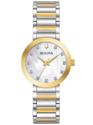 Image of Bulova Ladies Modern Stainless Steel Mother Of Pearl Diamond Set...