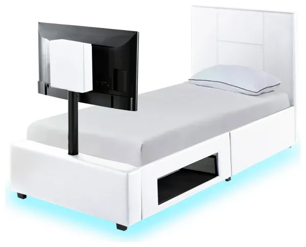 Image of X Rocker Living Ava Single TV and Gaming Bed Frame - White