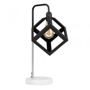 Image of Talisman Satin Nickel Table Lamp With Cubed Puzzle Shade