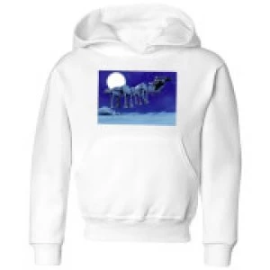 Image of Star Wars AT-AT Darth Vader Sleigh Kids Christmas Hoodie - White - 9-10 Years