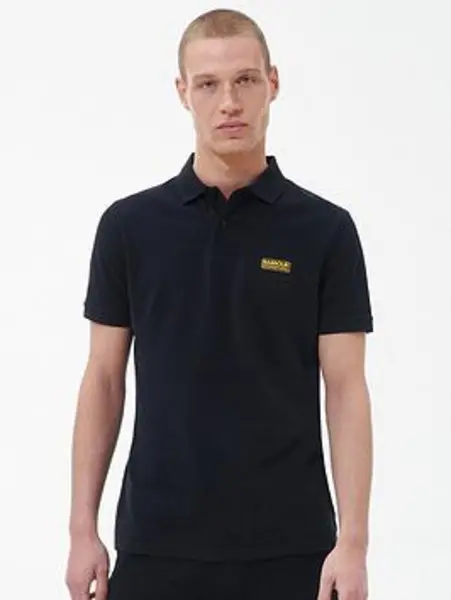 Image of Barbour International International Essential Pique Tailored Polo Shirt - Black