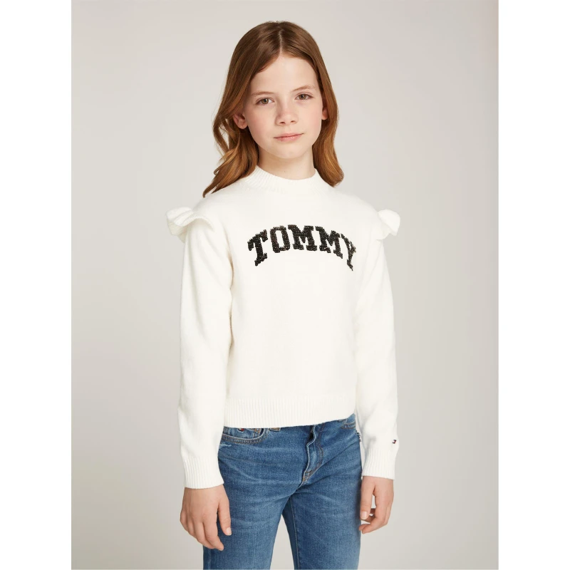 Image of Tommy Hilfiger Sequin Knit Jumper Juniors - White White 13 - 14 Years