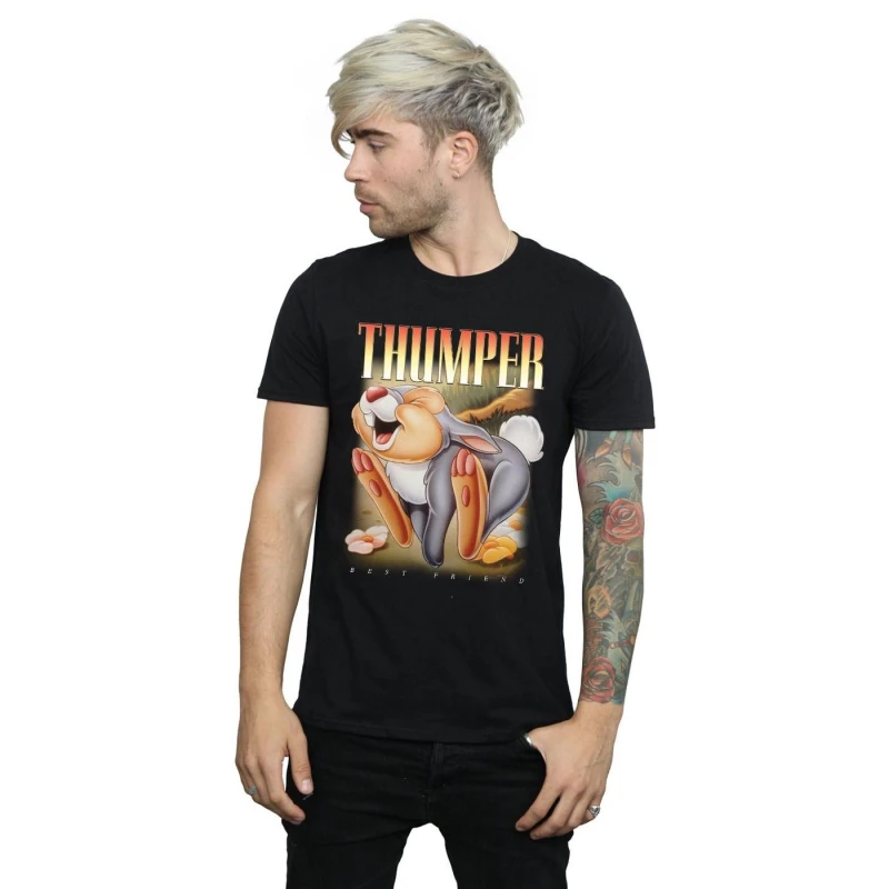 Image of Disney Men Bambi Thumper Montage T-Shirt in Black Size: Small Black S Male 5057736806838